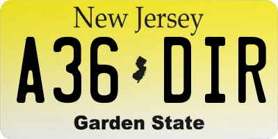 NJ license plate A36DIR