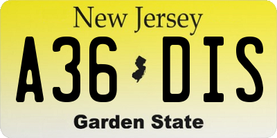 NJ license plate A36DIS