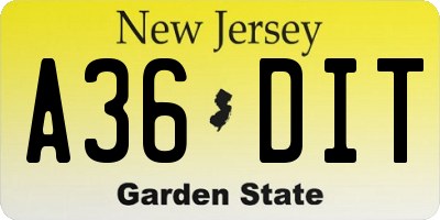 NJ license plate A36DIT