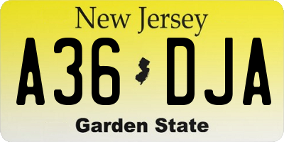 NJ license plate A36DJA