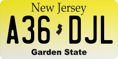 NJ license plate A36DJL