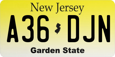 NJ license plate A36DJN