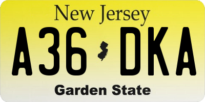 NJ license plate A36DKA