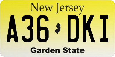 NJ license plate A36DKI
