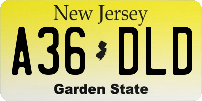 NJ license plate A36DLD