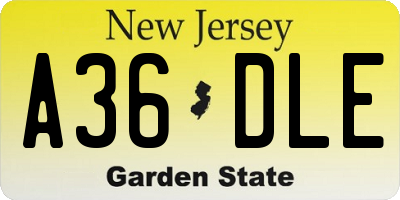 NJ license plate A36DLE