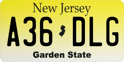 NJ license plate A36DLG