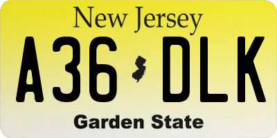 NJ license plate A36DLK