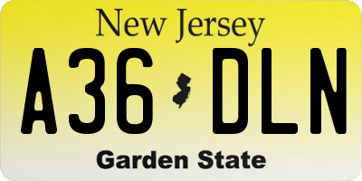 NJ license plate A36DLN