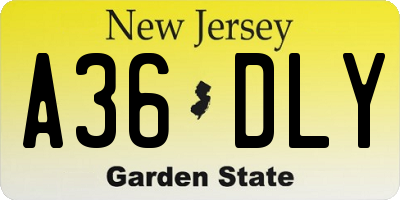 NJ license plate A36DLY