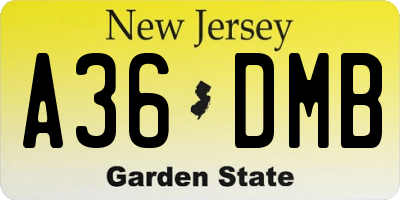 NJ license plate A36DMB