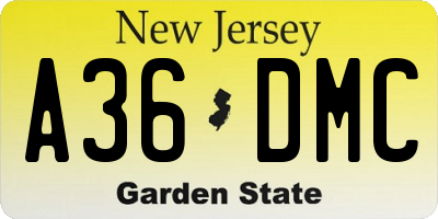 NJ license plate A36DMC