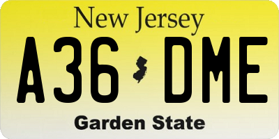 NJ license plate A36DME