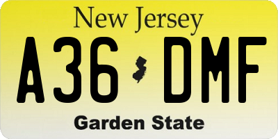 NJ license plate A36DMF