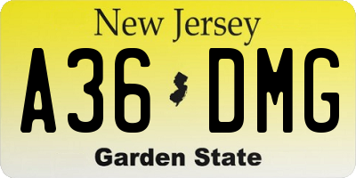 NJ license plate A36DMG
