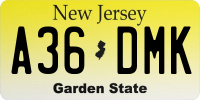 NJ license plate A36DMK