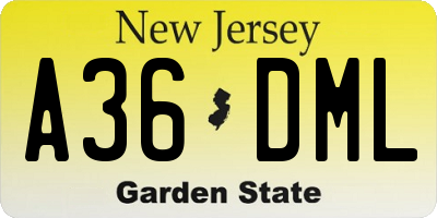 NJ license plate A36DML