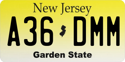 NJ license plate A36DMM