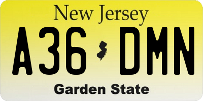 NJ license plate A36DMN