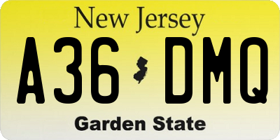 NJ license plate A36DMQ