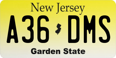 NJ license plate A36DMS