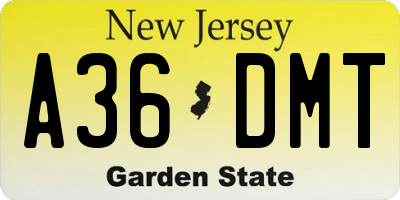 NJ license plate A36DMT