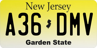 NJ license plate A36DMV