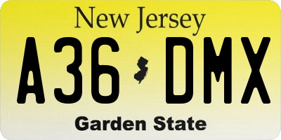 NJ license plate A36DMX