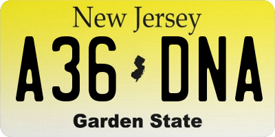 NJ license plate A36DNA