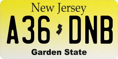 NJ license plate A36DNB