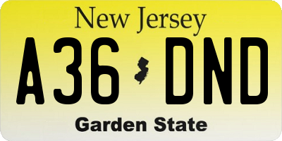 NJ license plate A36DND