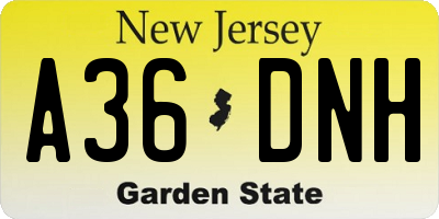 NJ license plate A36DNH