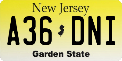 NJ license plate A36DNI