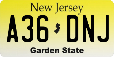 NJ license plate A36DNJ