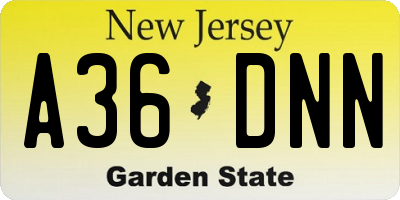 NJ license plate A36DNN