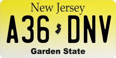 NJ license plate A36DNV