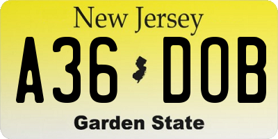 NJ license plate A36DOB