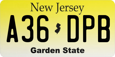 NJ license plate A36DPB