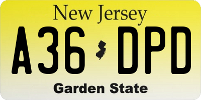 NJ license plate A36DPD