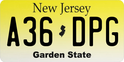 NJ license plate A36DPG