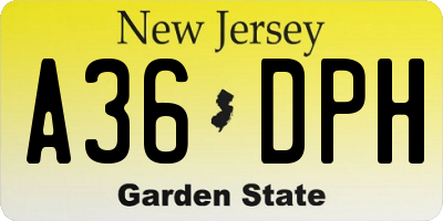 NJ license plate A36DPH