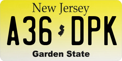 NJ license plate A36DPK