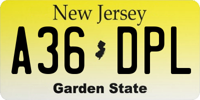 NJ license plate A36DPL