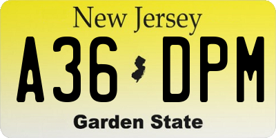 NJ license plate A36DPM