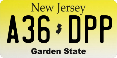 NJ license plate A36DPP