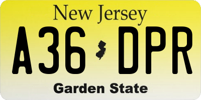 NJ license plate A36DPR