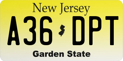 NJ license plate A36DPT