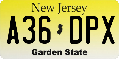 NJ license plate A36DPX