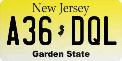 NJ license plate A36DQL