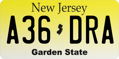 NJ license plate A36DRA